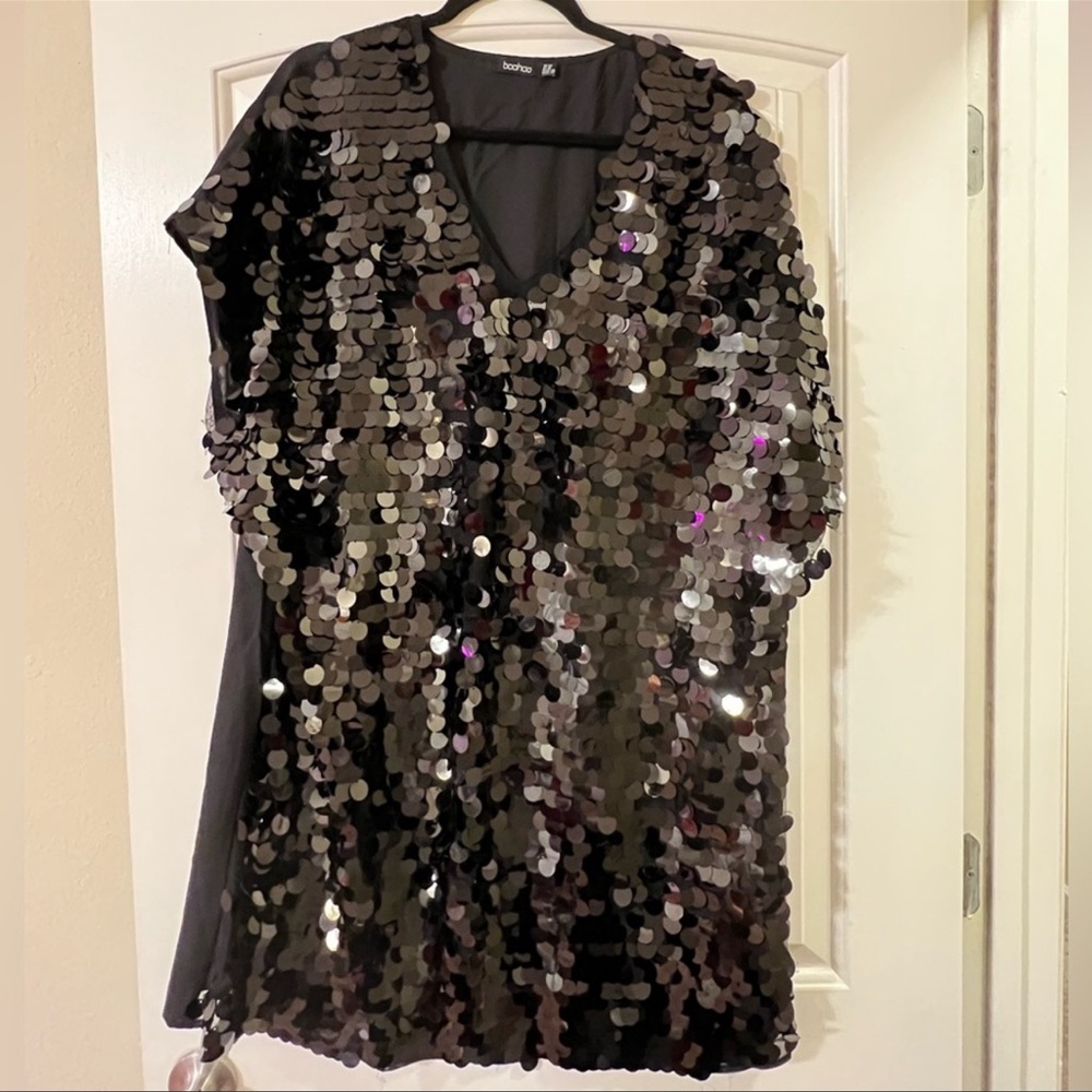 Boohoo Black Sequin Dress